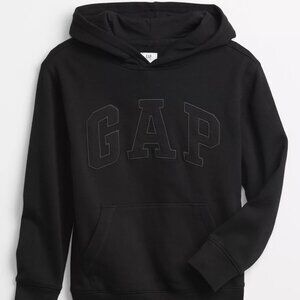GAP Factory Kids Logo Pullover Hoodie Cotton Fleece Black 680768-00-1